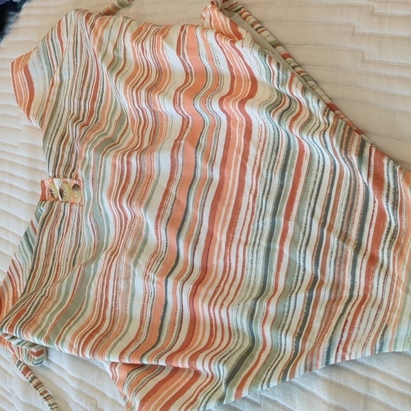 Amuse Society One Piece Striped Soft Strechy Halter Top swimsuit Small Deep V - Picture 4 of 8